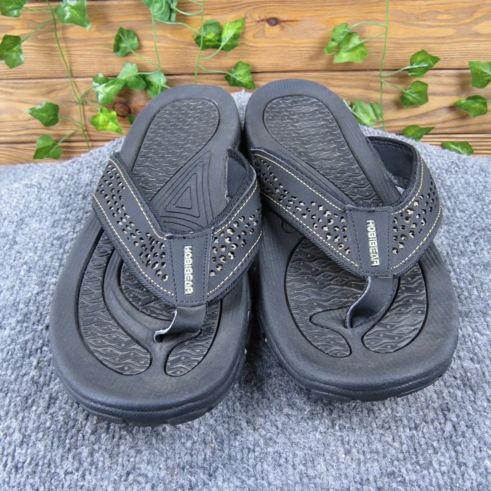 Hobibear Men's Black‎ Synthetic Flip Flops Size 46 Comfort Outdoor Sandals
